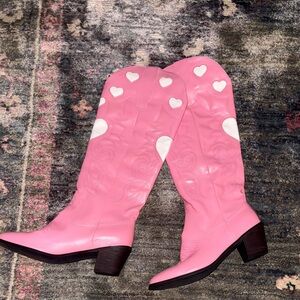 Pink Heart-Embellished Women's Boots